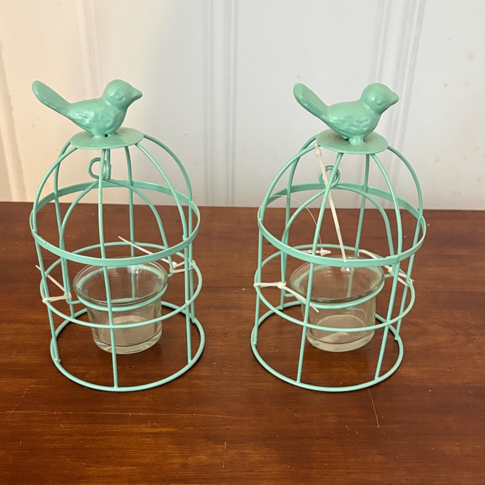 Birdcage Candle Holders - Teal